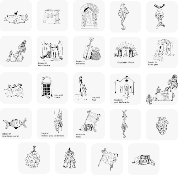 Estudos e ilustrações das estações